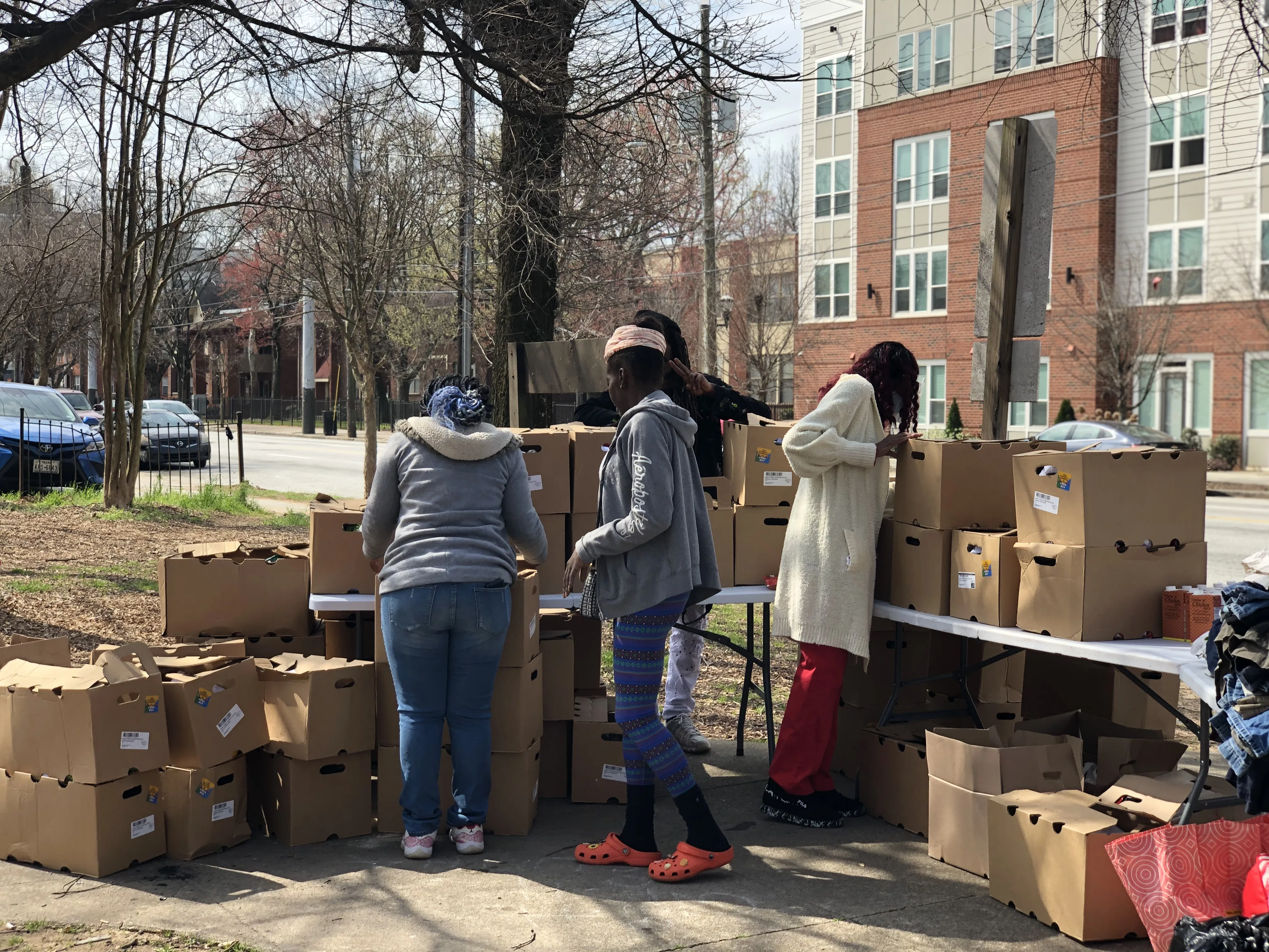 Mission team members serving together